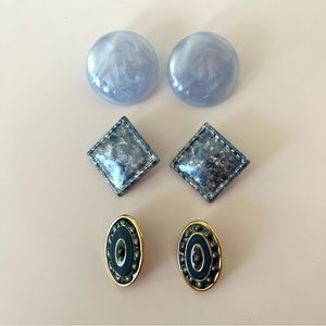 Vintage Pastel Blue Set of 3 Earrings
